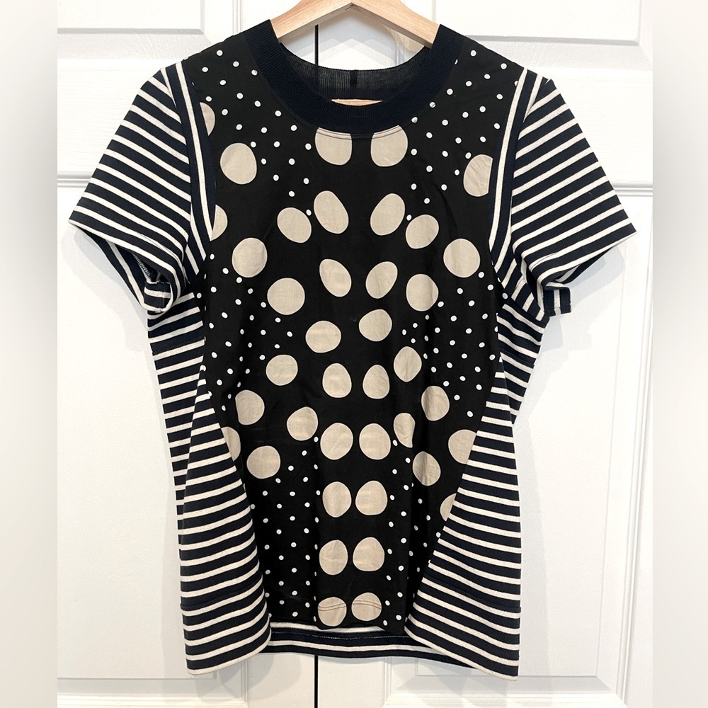 Marni black cream polka dot and blue stripe pull over top size 40 / US  size 6